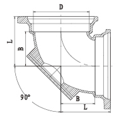 B型90度帶門彎頭結構圖